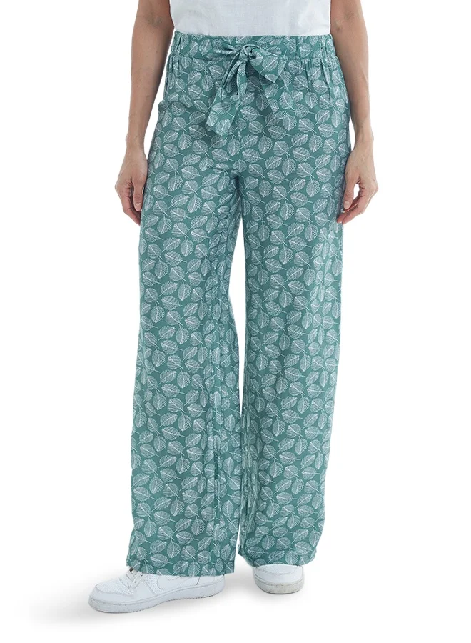 اشاراي Women's Printed Flared Pant With Elasticated Waist Band And Knot At Waist Comfortable Material, Breathable Daily Wear, Casual Fashion Outfit, Special Occasion Outfit, Trendy & Chic Apparel